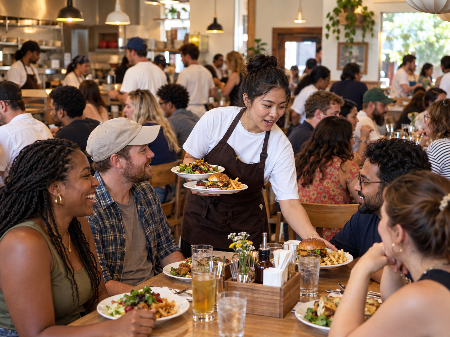 A full dining room mid-service