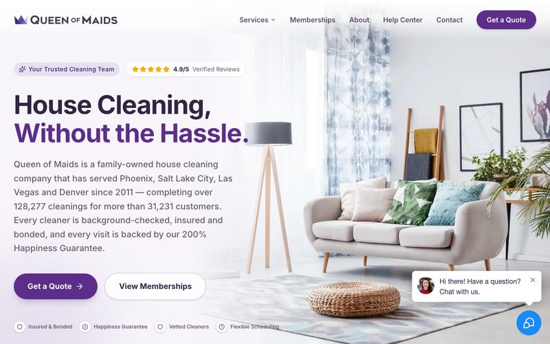 Queen of Maids website built by MorePie