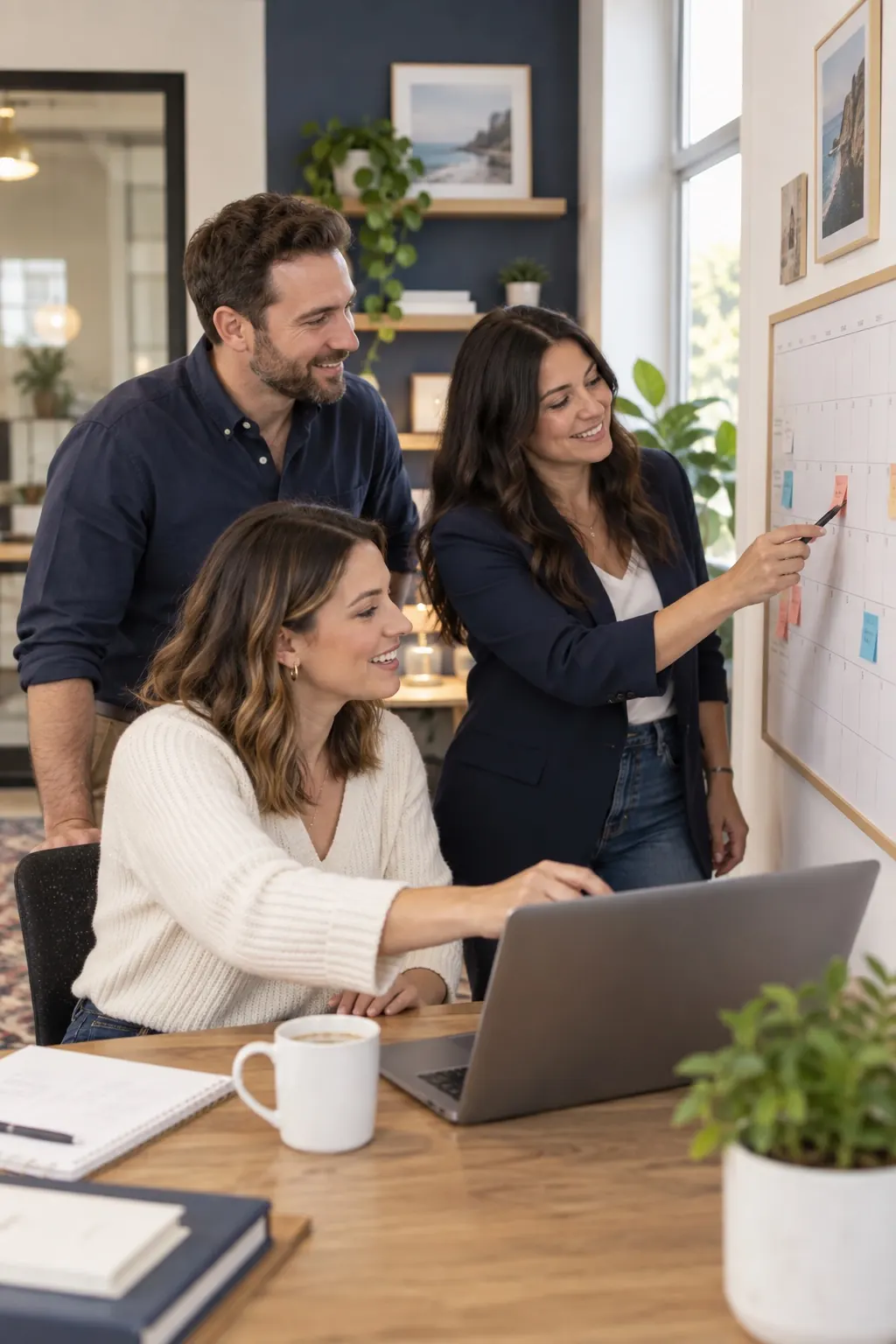 Professional services team planning customer follow-up