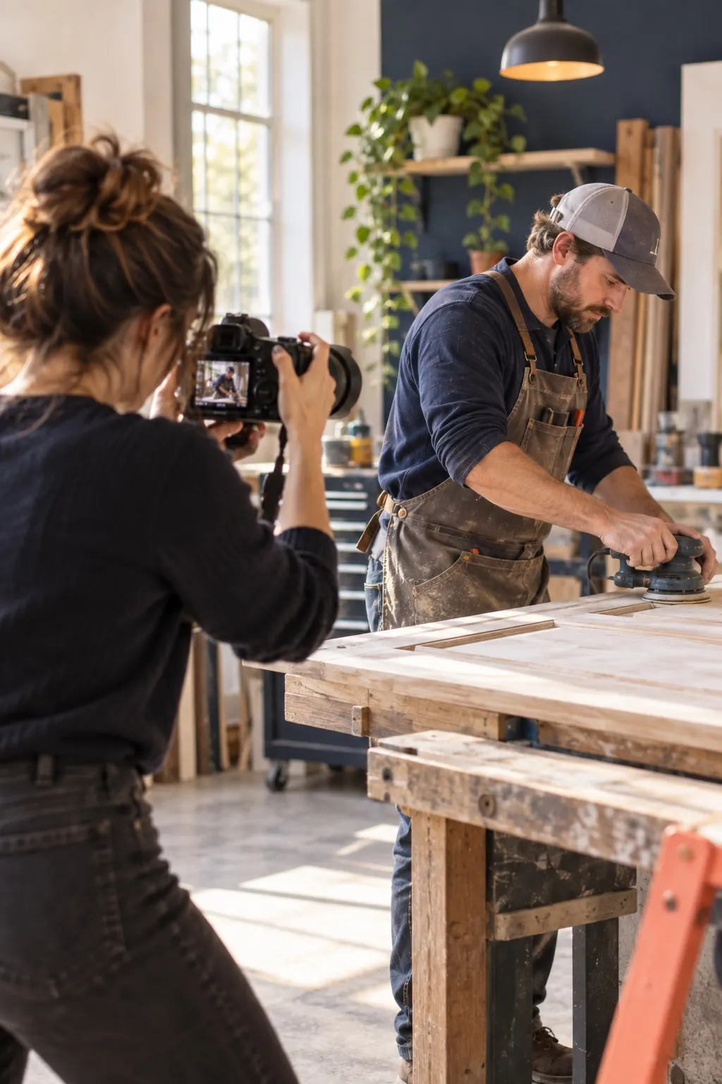 Photographer documenting a home service professional